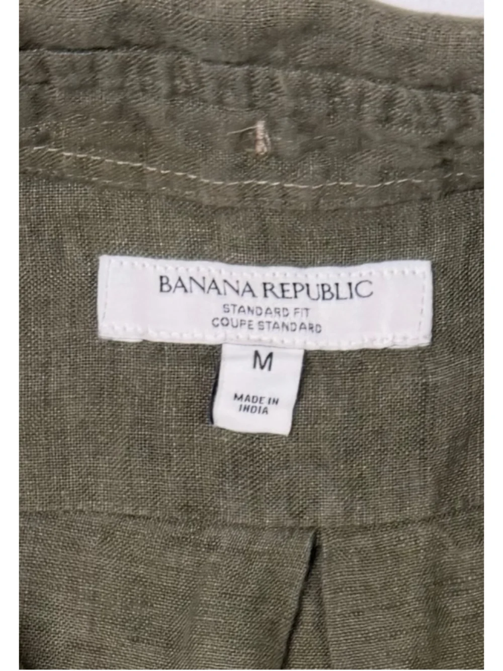 Men's Banana Republic Casual Button Down Linen Shirt Olive green Size M. 1788